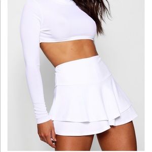 Boohoo White Ruffle Skirt